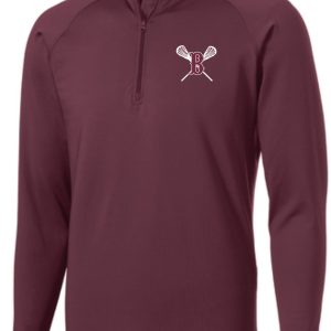 Ballard LAX Mens 1/2 zip pullover ST850 with a white logo featuring crossed baseball bats and a letter b on the left chest area.