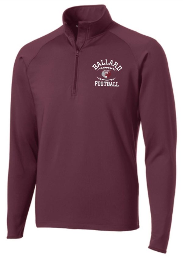 Ballard Football Mens 1/2 zip pullover ST850 with a quarter-zip, featuring a "ballard football" logo embroidered on the left chest.