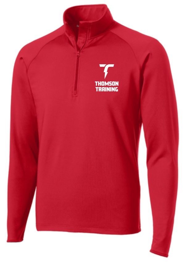 Thomson Training Mens 1/2 zip pullover ST850 featuring a white "t" logo on the chest and "thomson training" text underneath.