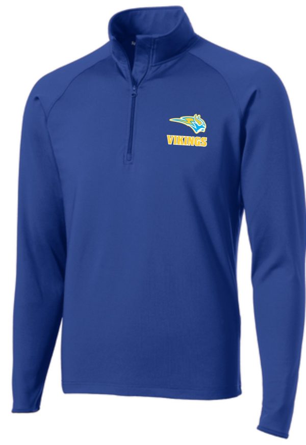 Blue Vikings quarter-zip pullover sweatshirt.