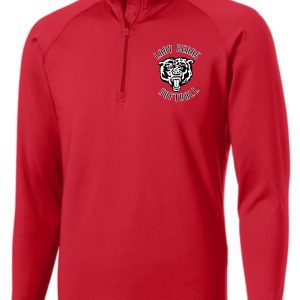 Meyzeek Softball Ladies 1/2 zip pullover LST850 with a logo of a bulldog and the text "loyal friend outfitters" on the left chest area.