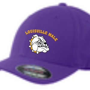 Purple Louisville Male bulldog baseball cap.