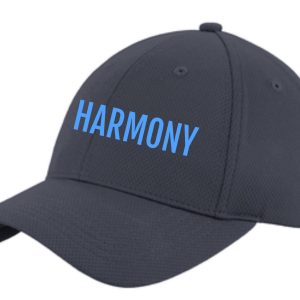 Dark gray Harmony XC STC26 Graphite hat with the word "harmony" printed in blue across the front.