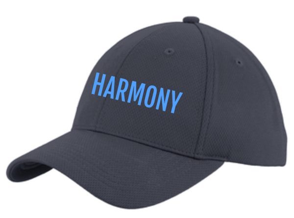 Dark gray Harmony XC STC26 Graphite hat with the word "harmony" printed in blue across the front.