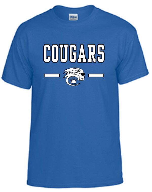 Blue t-shirt with Cougars logo.