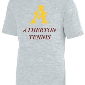 Gray t-shirt with Atherton tennis logo.