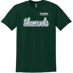 Green t-shirt with "Shamrocks" logo.