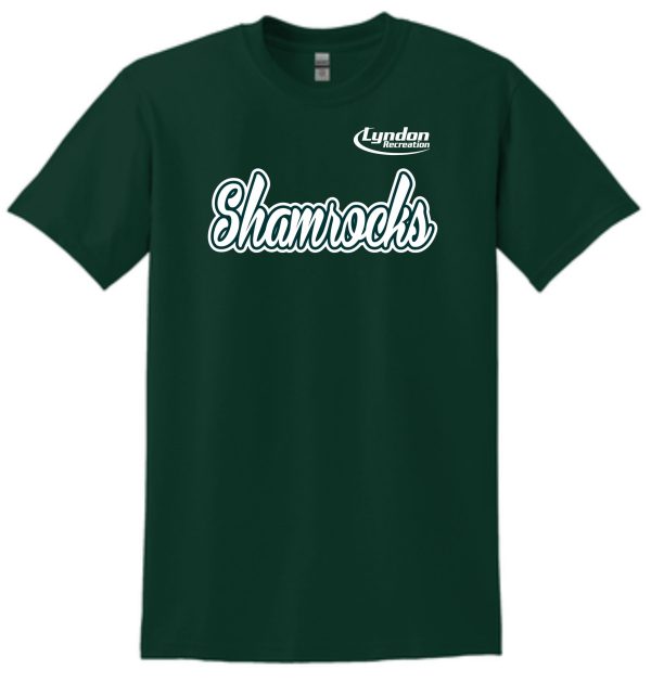 Green t-shirt with "Shamrocks" logo.