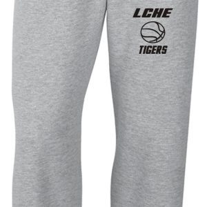 LCHE Tigers Sport Gray Open Bottom sweatpants G184 with a drawstring, featuring the text "lone tigers" and a tiger logo on the upper left leg.