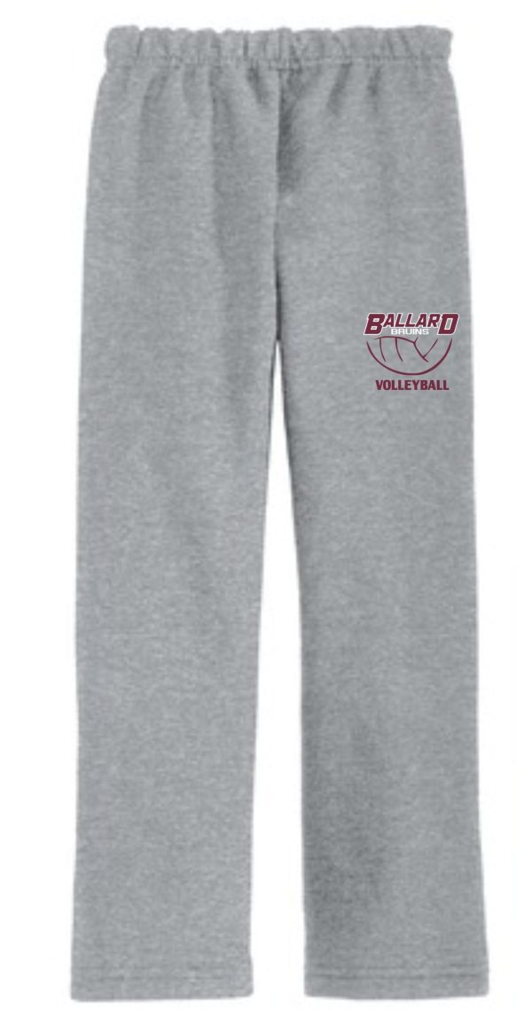 Ballard Volleyball Sport Gray spirit sweatpants G184 with "ballard volleyball" logo printed on the left thigh.