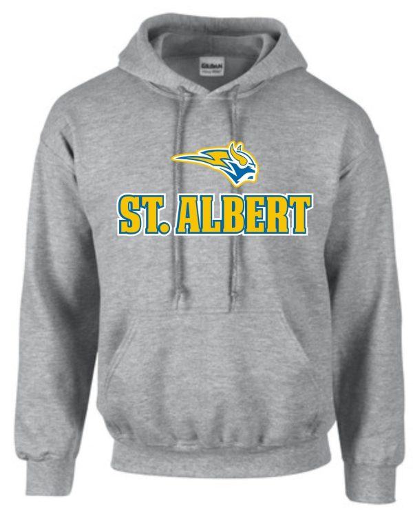 St. Albert gray hoodie with logo