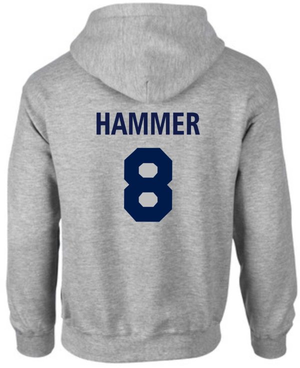 Louisville Tigers Basketball Sport Gray Hooded sweatshirt G185 with "hammer" text and the number "8" in blue on the back.