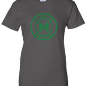 St Martha Shamrock Circled Chevron M Spirit T-shirt featuring a green circular logo with the text "stanford" and an illustration of a tree in the center.