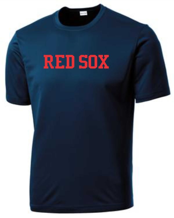 Navy blue t-shirt with "2023 STM Red Sox Baseball" printed in red capital letters across the chest.