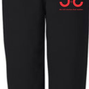 Black sweatpants with red J+C logo.