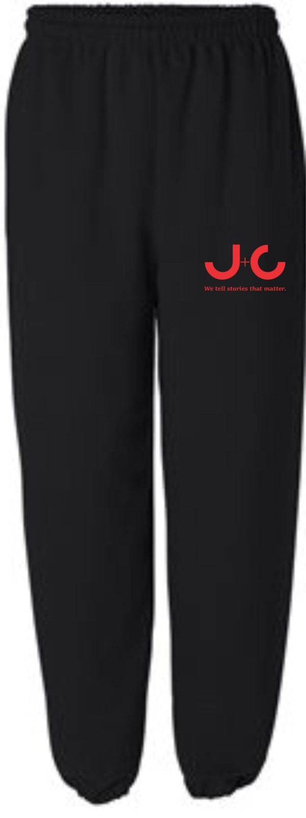 Black sweatpants with red J+C logo.