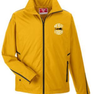 Yellow jacket with Northeast Striders logo.