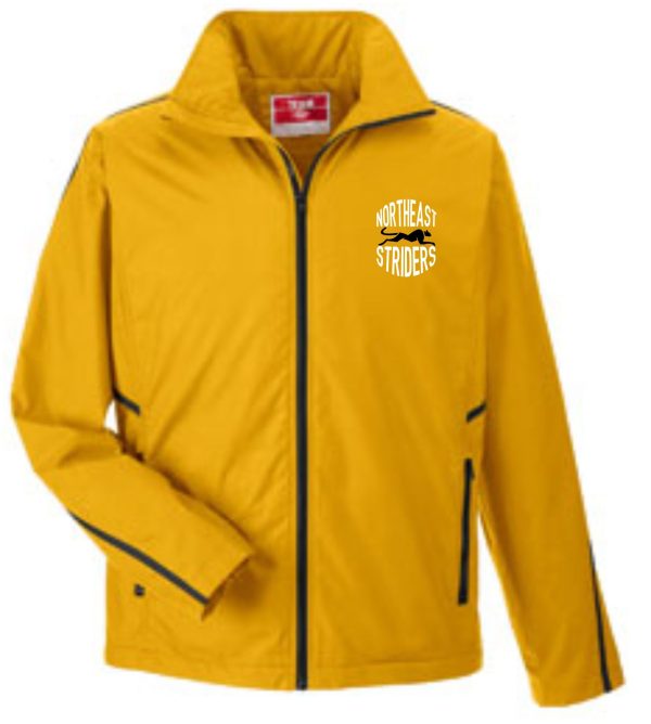 Yellow jacket with Northeast Striders logo.