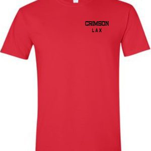 Red t-shirt with Crimson LAX logo.