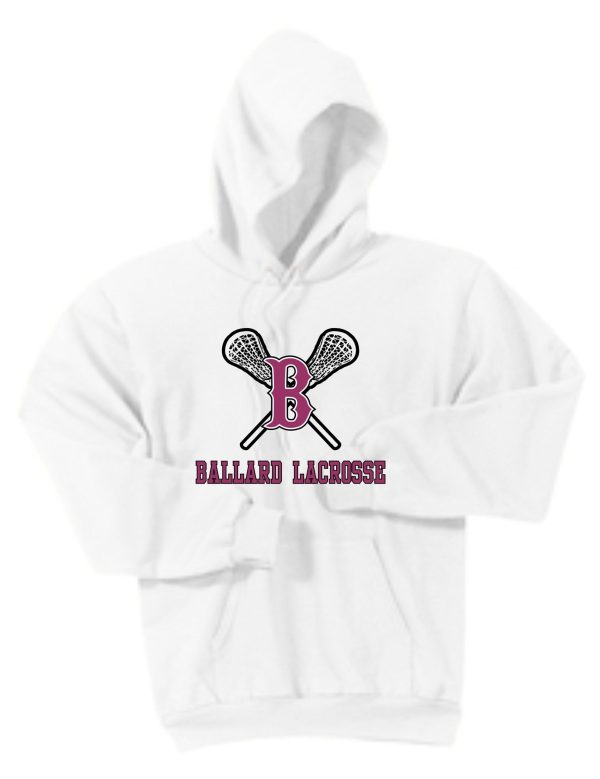 Ballard FULL FRONT LACROSSE Essential fleece PC90H with the "ballard lacrosse" logo featuring two crossed lacrosse sticks and the letter "b" on the chest.