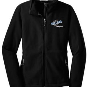 Ballard Volleyball spirit Ladies Fleece full zip jacket L217 with logo embroidery on the left chest, featuring side pockets and a high collar.