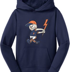 Navy blue hoodie with baseball mascot