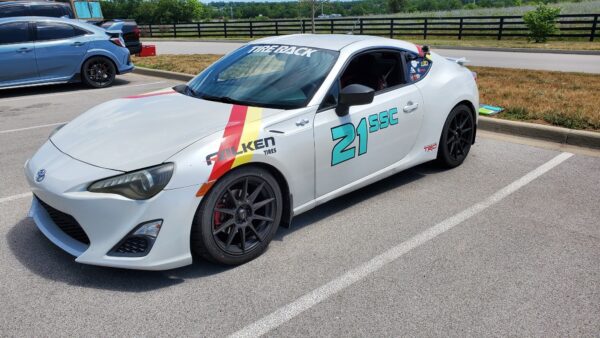 White Toyota 86 race car with Falken tires.
