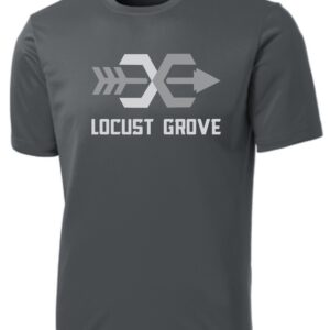 Gray t-shirt with Locust Grove logo.
