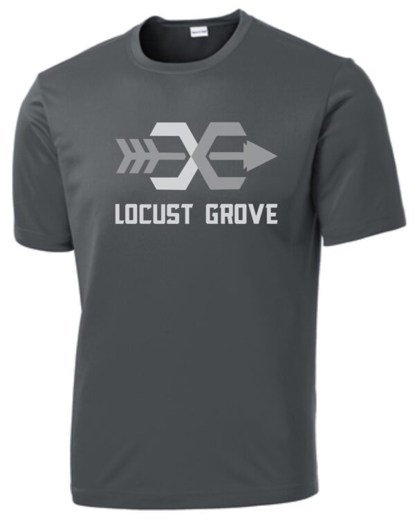 Gray t-shirt with Locust Grove logo.