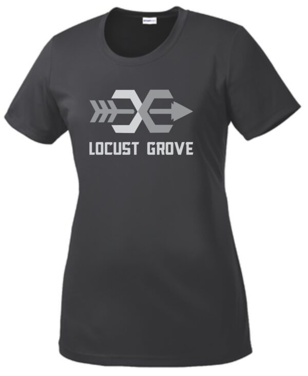 Black t-shirt with Locust Grove logo.