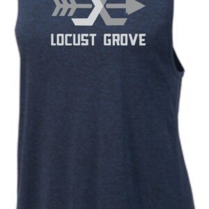 Blue tank top with Locust Grove logo.