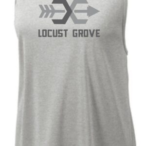 Grey tank top with Locust Grove logo.
