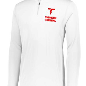 White long-sleeve shirt with Thomson Training logo.