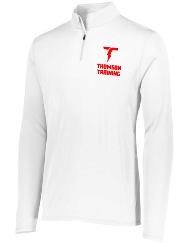 White long-sleeve shirt with Thomson Training logo.