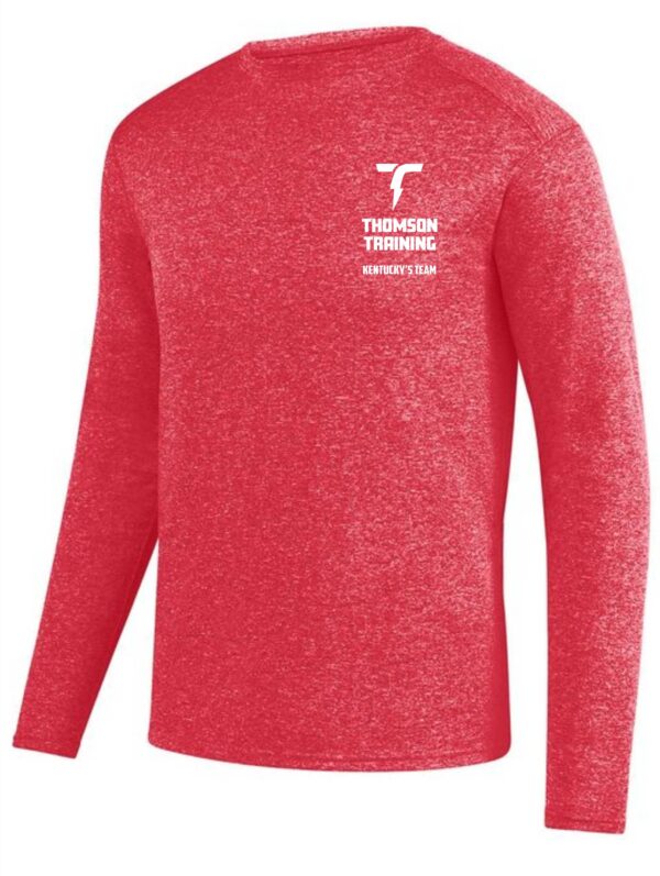 Red long-sleeved shirt with Thomson Training logo.