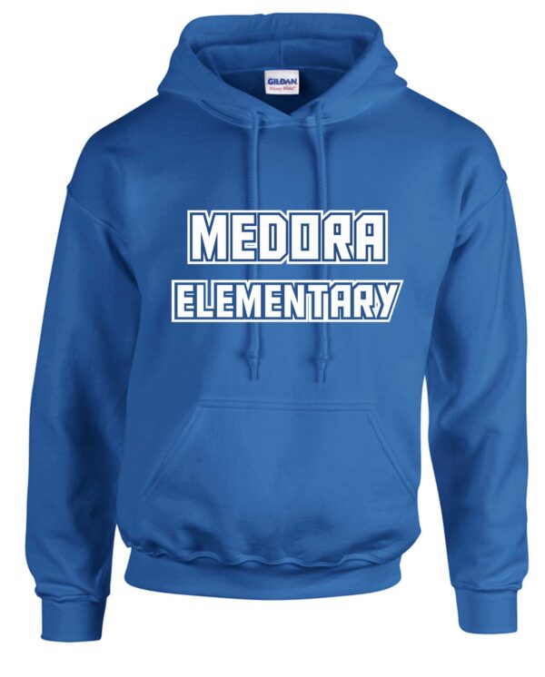 Blue Medora Elementary hoodie.