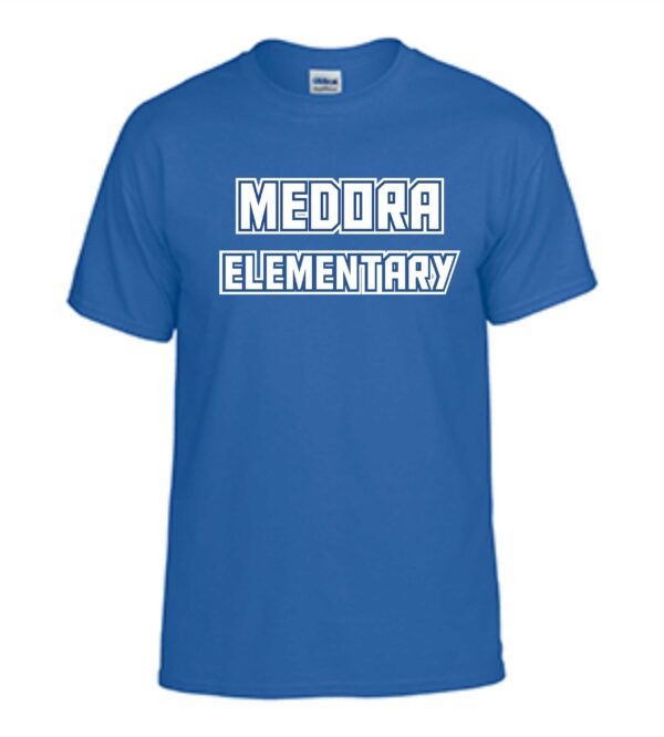 Blue t-shirt with Medora Elementary logo.