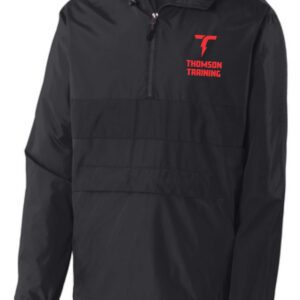 Black hooded jacket with Thomson Training logo.