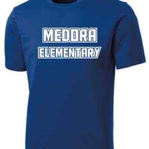 Blue t-shirt with Meddora Elementary logo.