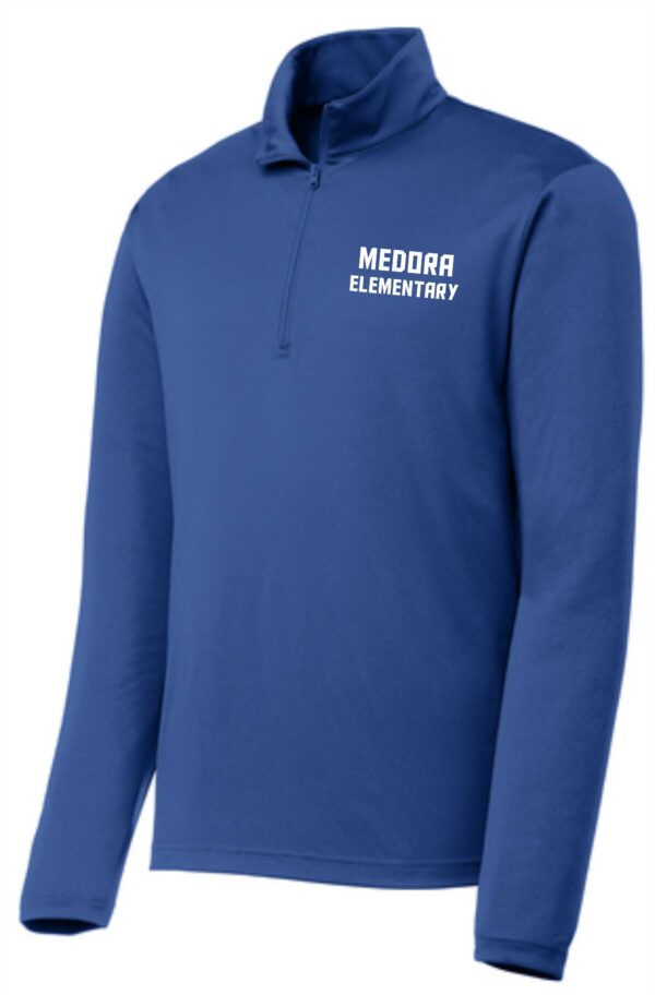 Blue Medora Elementary long-sleeve shirt.