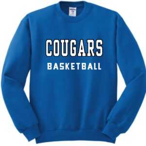 Blue Cougars basketball sweatshirt.