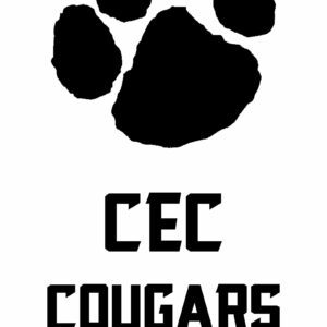 Black paw print with CEC Cougars Renfro #1.