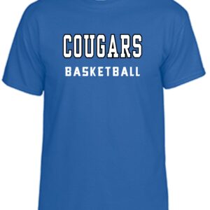 Blue Cougars basketball t-shirt.