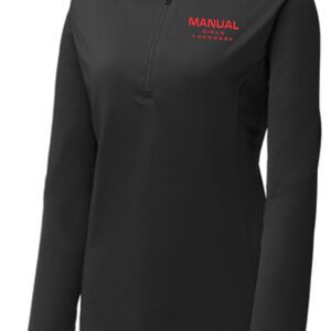 Black long-sleeve shirt with "Manual Girls Lacrosse" logo.