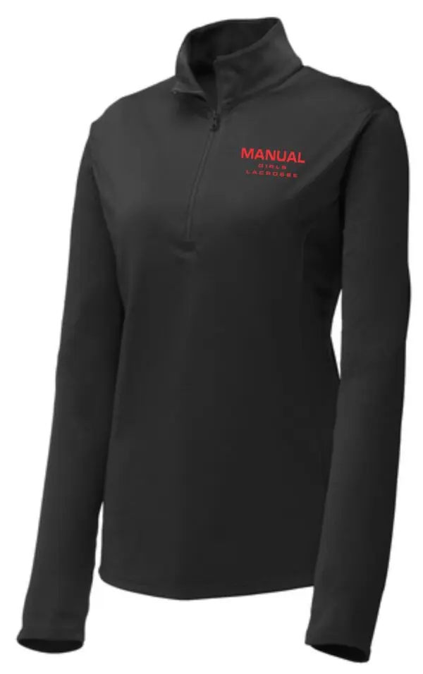 Black long-sleeve shirt with "Manual Girls Lacrosse" logo.