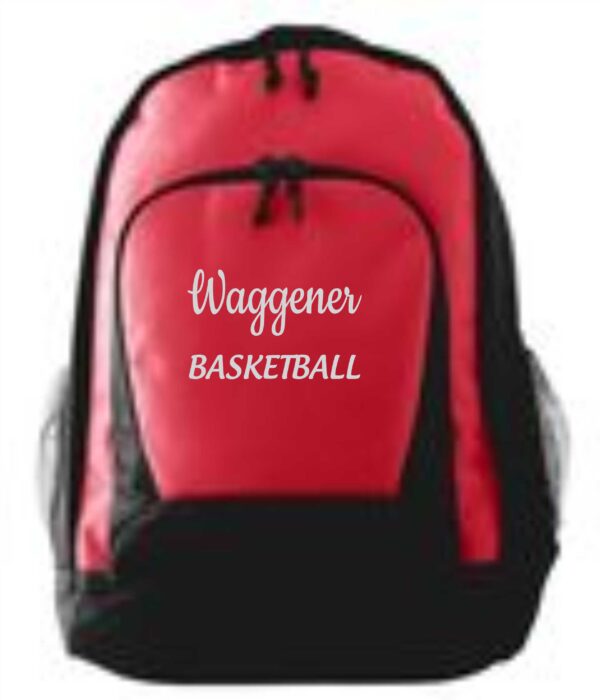 Red backpack with Waggener Basketball