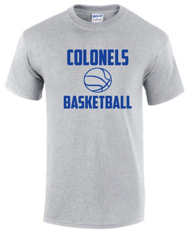 Gray t-shirt with Colonels Basketball logo.