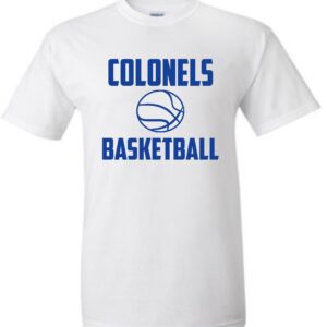 White t-shirt with Colonels basketball logo.