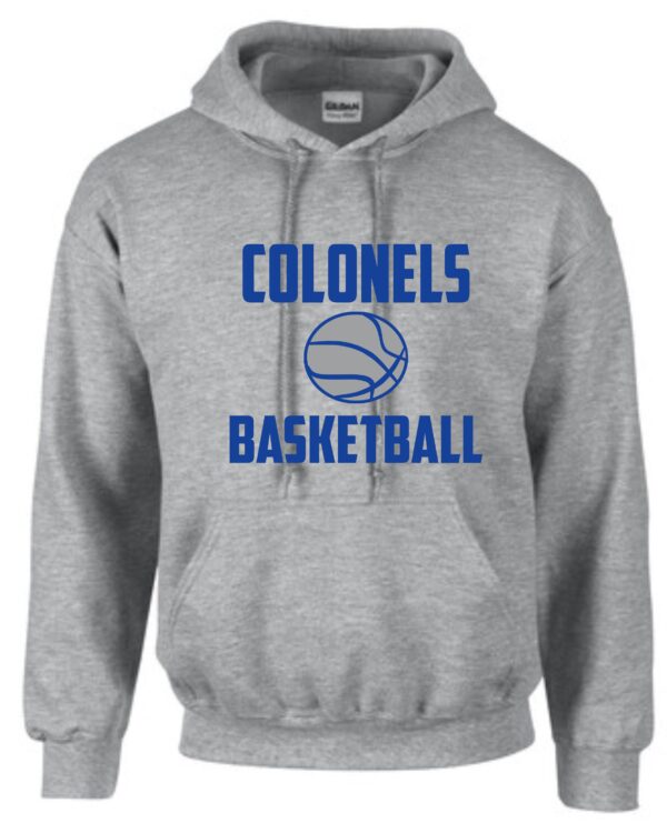 Gray hoodie with Colonels basketball logo.