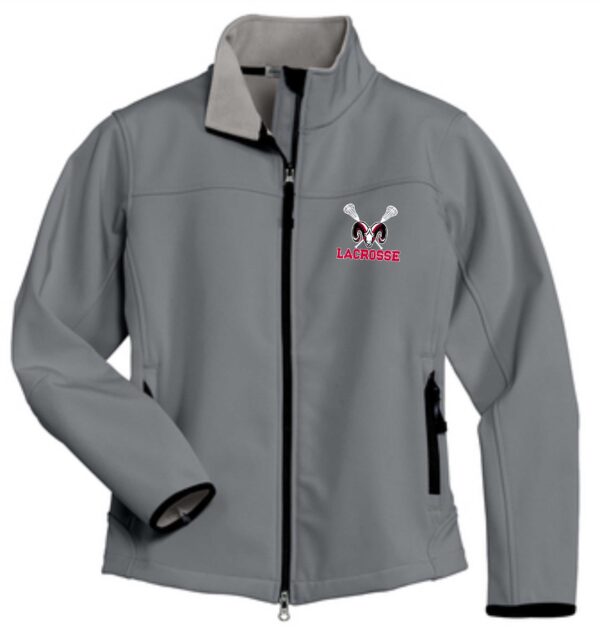 Gray lacrosse jacket with ram logo.